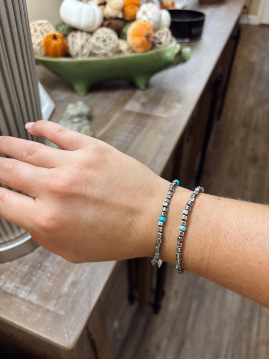 3mm Navajo Box Stretch Bracelet with Turquoise